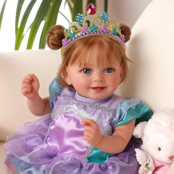 🆕18inch Weighted Cloth Body Newborn Baby Poseable Limbs Brown Hair Girl - Picture 8 of 10